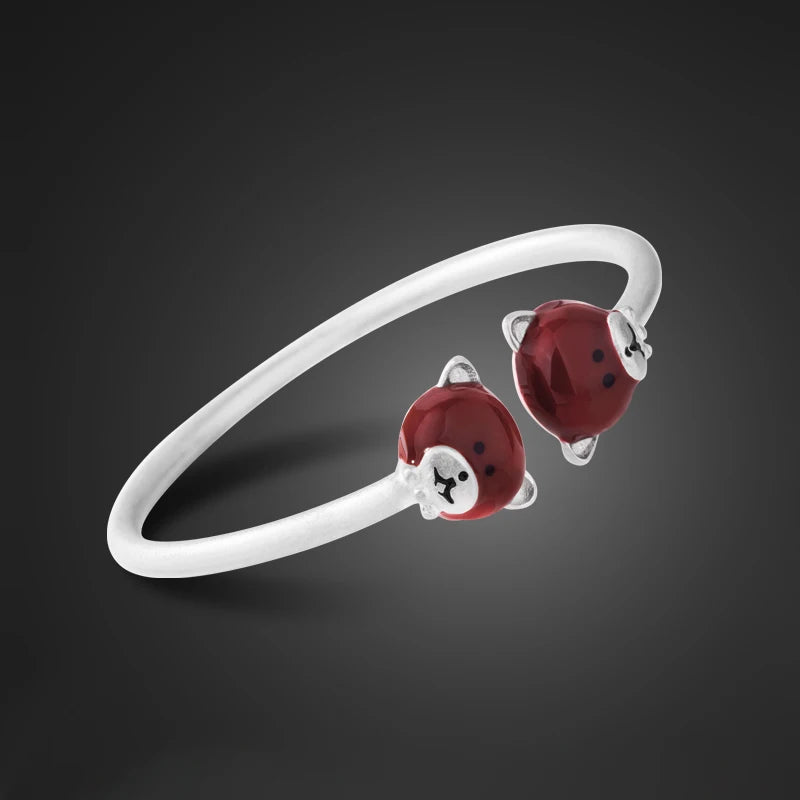 Simple Sterling Silver Adjustable Bracelet S990 Sterling Silver Boys and Girls' Bracelet Cute Animal Bear Jewelry Gift