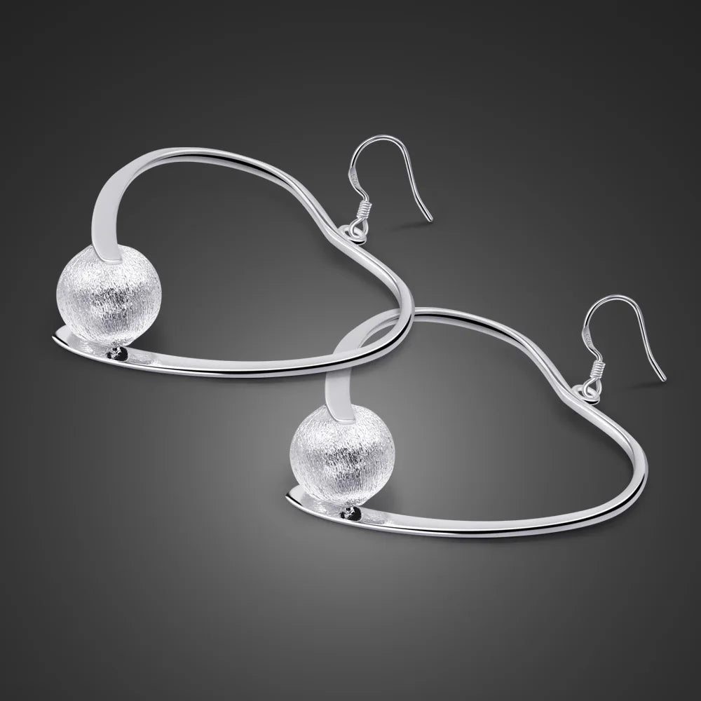 New Fashion 925 Sterling Silver Hoop Earrings For Women hyperbole Big Heart Earring Female Trendy Ladies Party Jewelry Gift