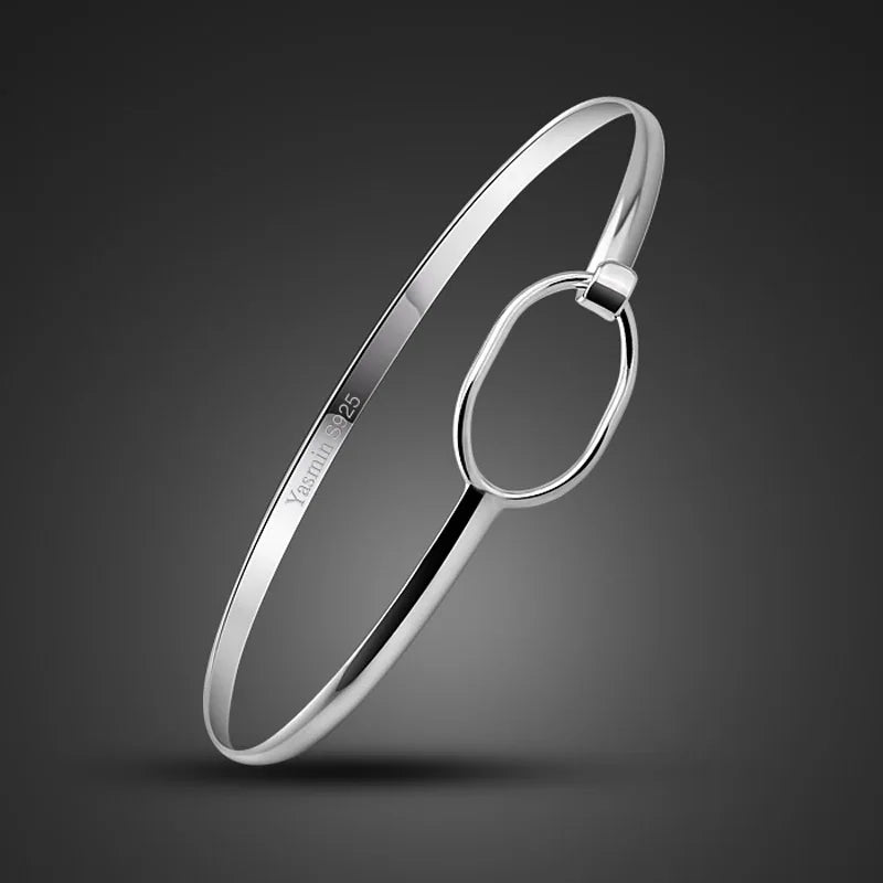 Classic Simple Fashion Style Bangle Bracelet Women's 925 Sterling Silver Open Bracelet Women's Party Daily Wear Jewelry